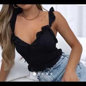 White Fox Moodboard Frill Cotton Top